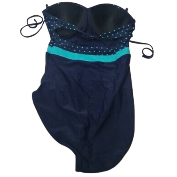 GAP Swimsuit blue polka dot TUBE one piece halter - Picture 4 of 9